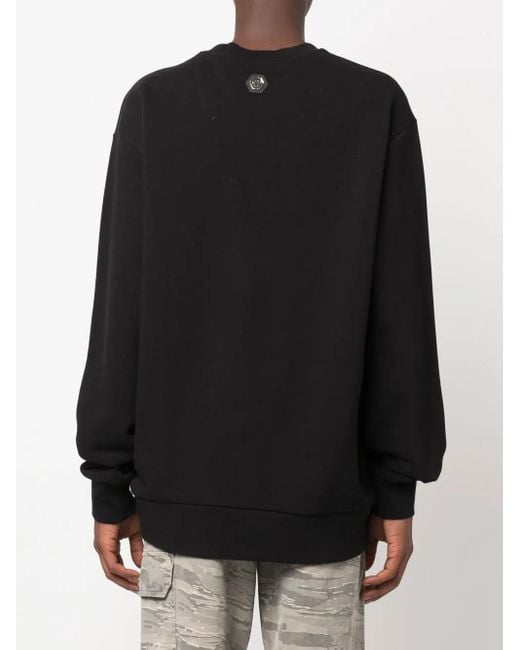 Philipp Plein Black Skull Print Sweatshirt for men