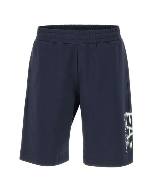 EA7 Blue Logo-Detail Shorts for men