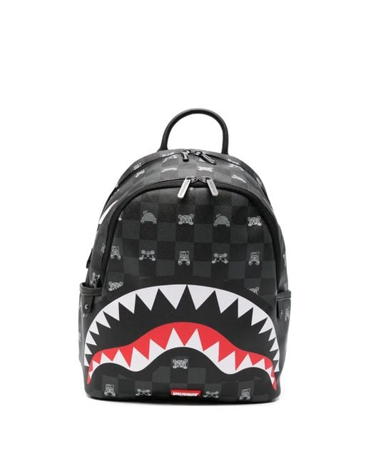 Sprayground Black Shark-Mouth Checkered Backpack