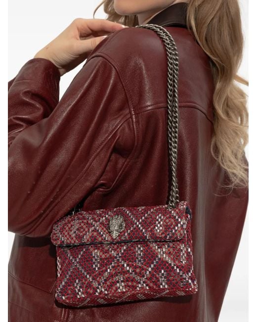 Kurt Geiger Purple Mini Kensington Crystal-Embellished Chain Cross Body Bag