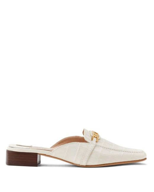 Tom Ford White Whitney Crocodile-embossed Leather Mules