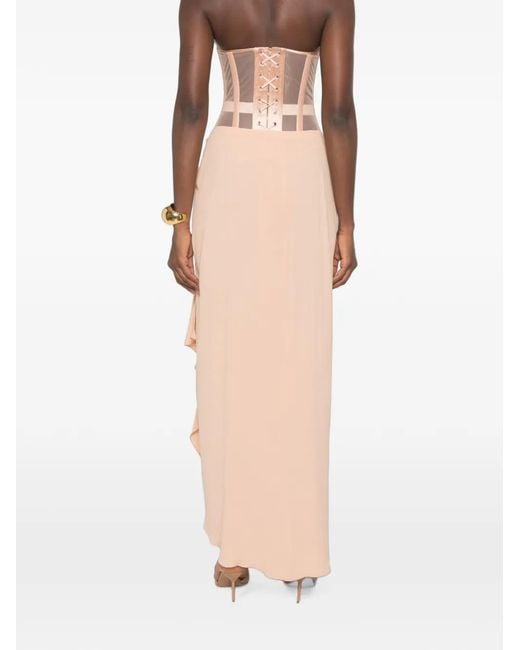Mugler White Draped Button-Detail Skirt
