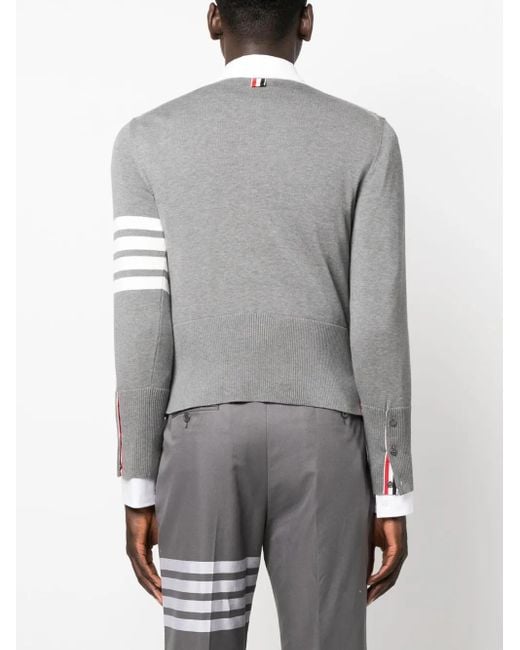 Thom Browne Gray 4-Bar Cable-Knit Sweatshirt for men
