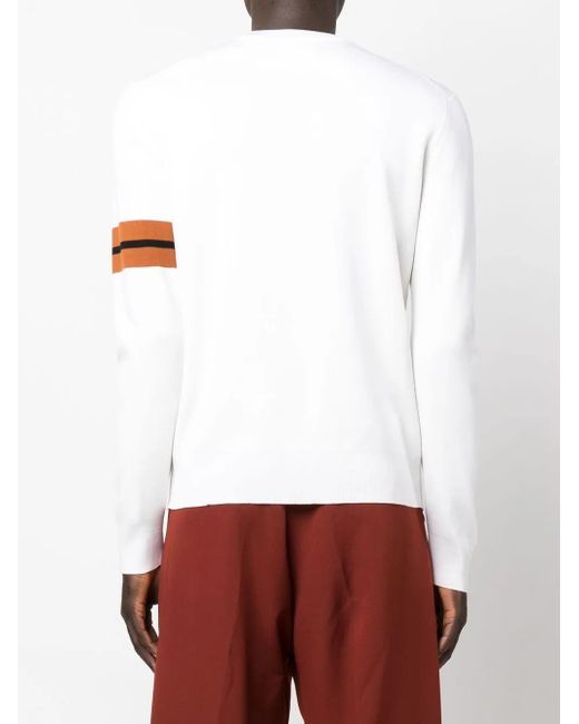 Zegna White Stripe Detail Wool Sweater for men