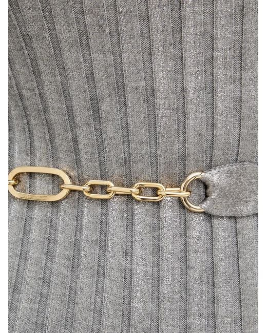 SIMONA CORSELLINI Gray Turtleneck Ribbed Top