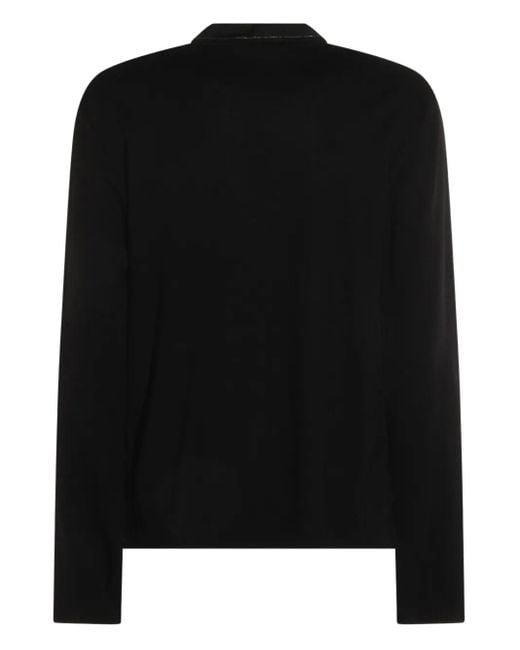 Fabiana Filippi Black Cowl-Neck Button Top