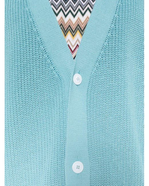 Lardini Blue V-neck Cotton Cardigan for men