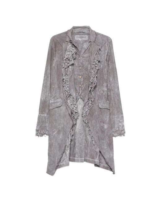 Rundholz Gray Lace-Trimmed Acid-Wash Coat