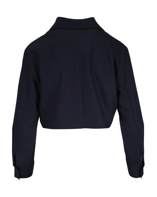 Khaite Blue Collared Cropped Blouse