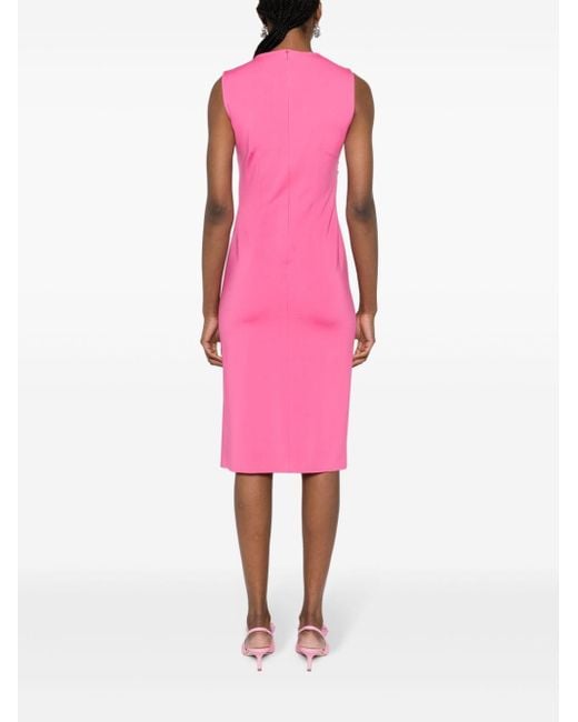 Moschino Pink Sleeveless Gathered Midi Dress