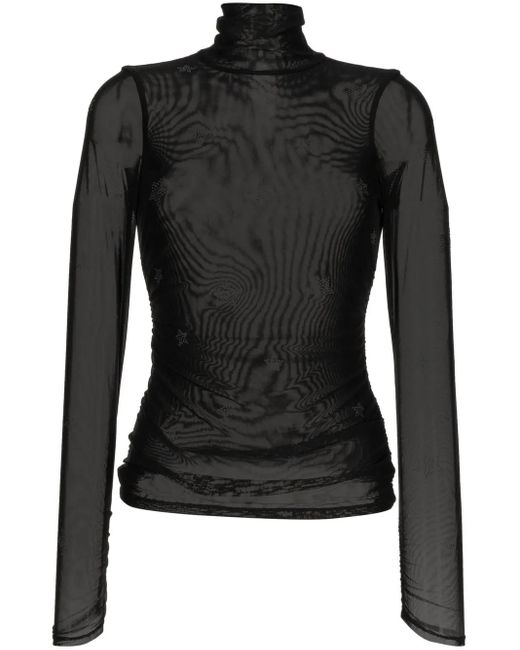 Cinq À Sept Black Crystal-Embellished Tulle T-Shirt
