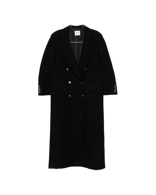 LE SULLY STUDIO Black Double-Breasted Peak-Lapel Coat