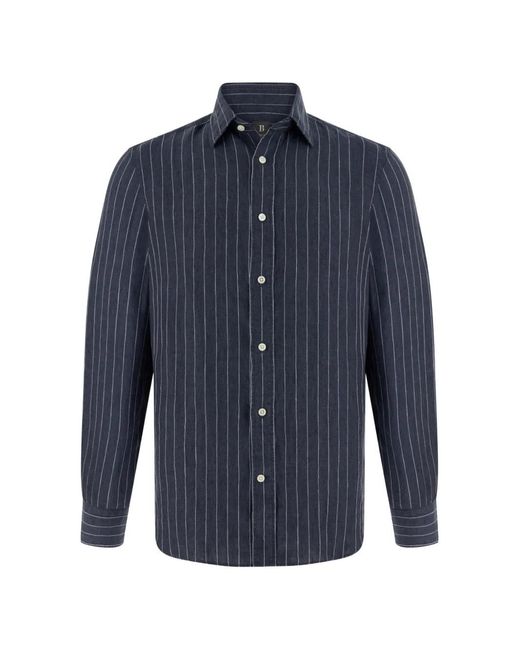 Boggi Blue Regular Fit Linen Shirt for men