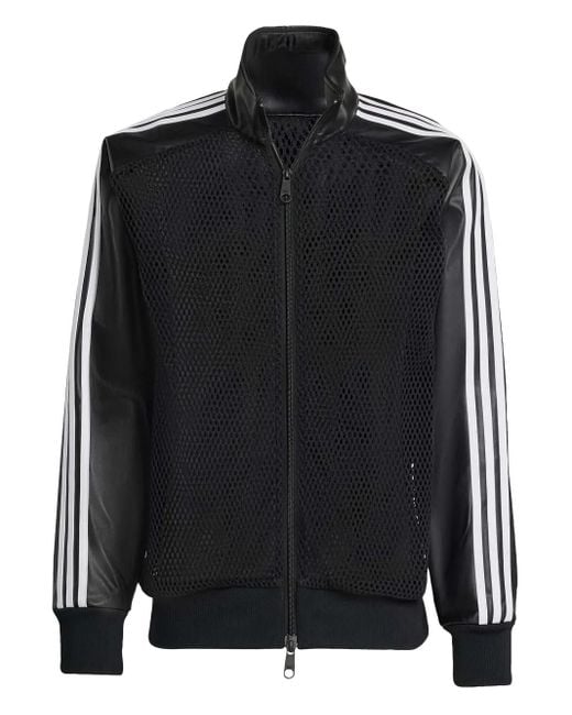 メンズ Adidas レザーパネル メッシュ スウェットシャツ Black