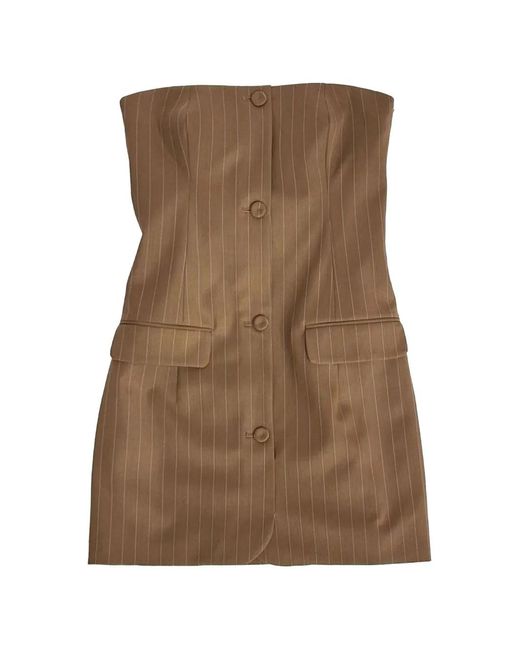 brown dress with blazer Patrizia Pepe - Short pinstriped wood brown stripe dress