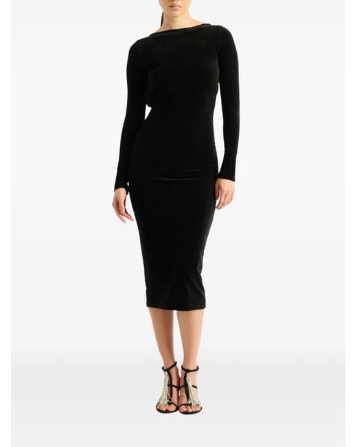 Balmain Black Long Velvet Dress