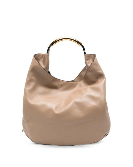 Moschino Natural Handle Me Logo-Plaque Tote Bag