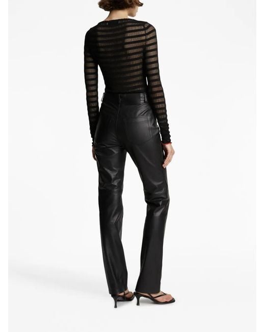 Proenza Schouler Black Semi-sheer Striped Crinkled Sweater