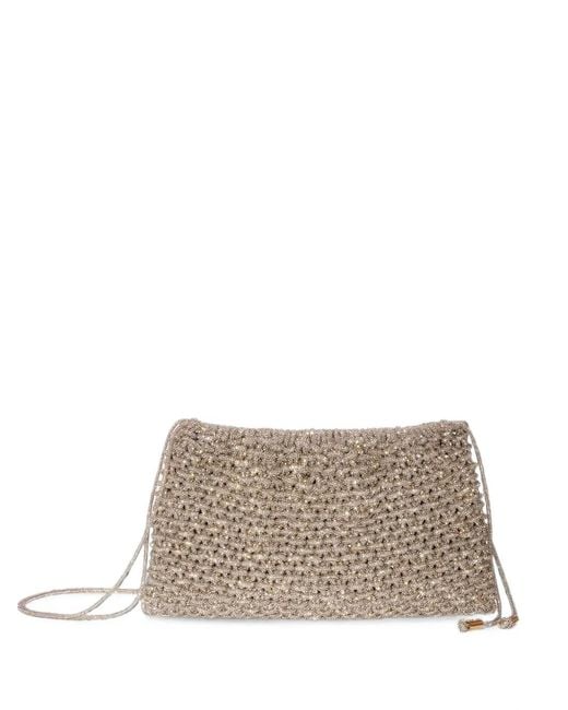 HIBOURAMA White Penelope Crystal-Embellished Tote Bag