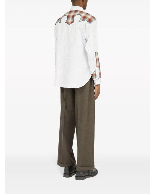 Maison Margiela White Western Plaid Shirt for men