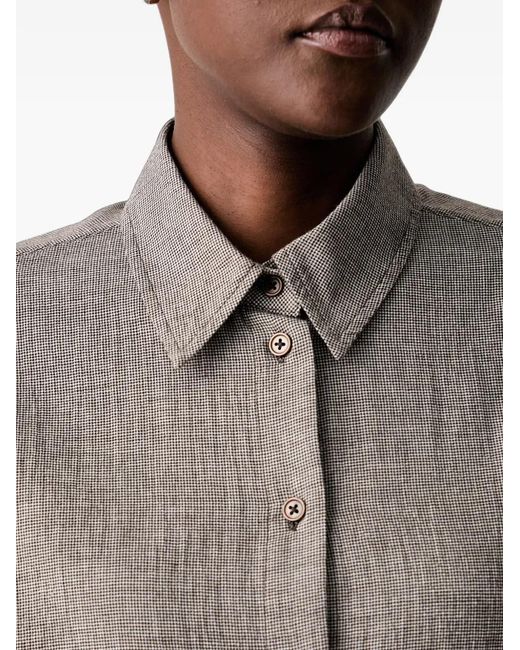 Marc O' Polo Gray Houndstooth-Pattern Dropped-Shoulder Shirt