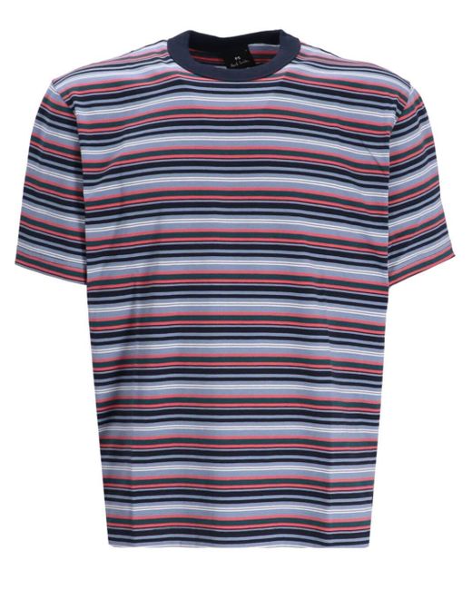 PS by Paul Smith Blue Striped Cotton T-shirt for men