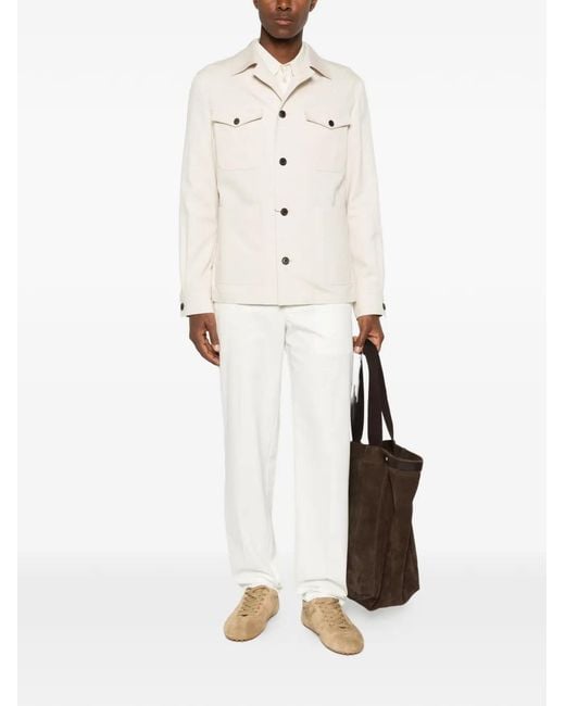 Corneliani White Buttoned Shirt Jacket for men