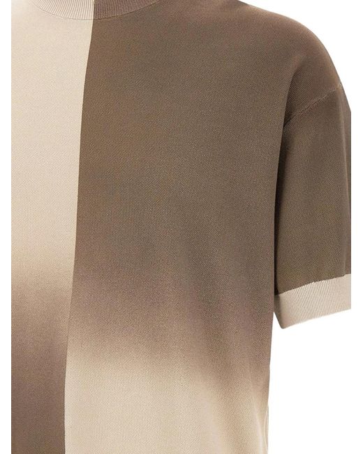Emporio Armani Natural Textured Knit Gradient Cotton Sweater for men