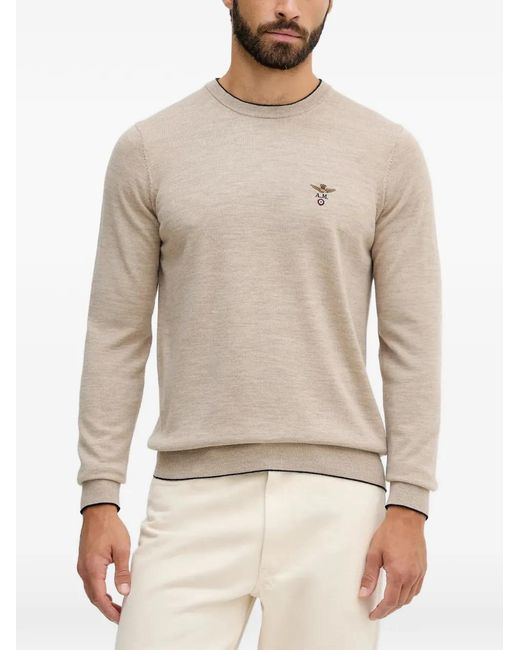 Aeronautica Militare Natural Embroidered Sweater for men