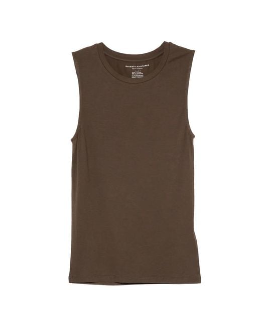 Majestic Filatures Brown Crew-Neck Tank Top
