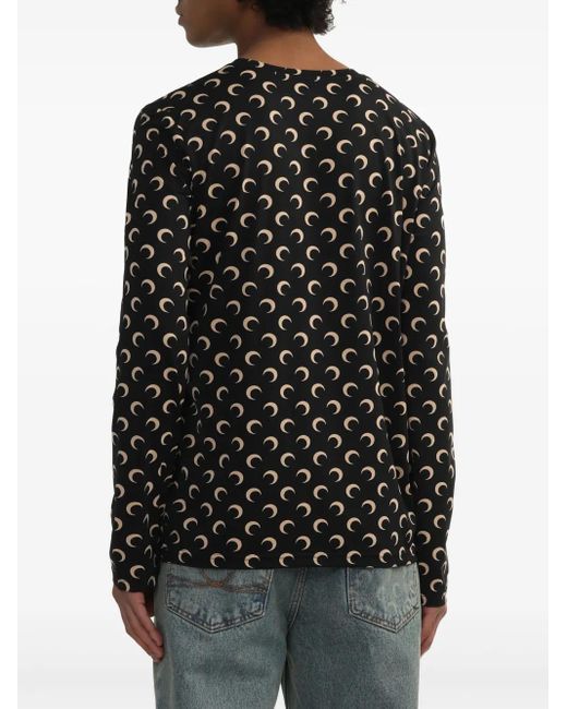 MARINE SERRE Black Moon Crewneck Top for men