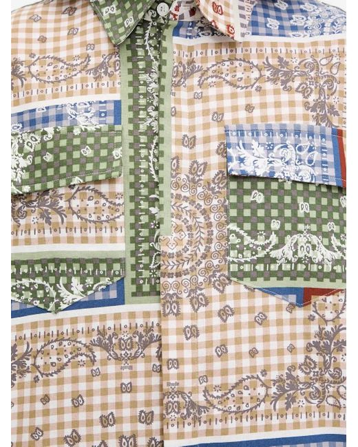 Camisa Con Diseño Patchwork Rhude de hombre de color Gray