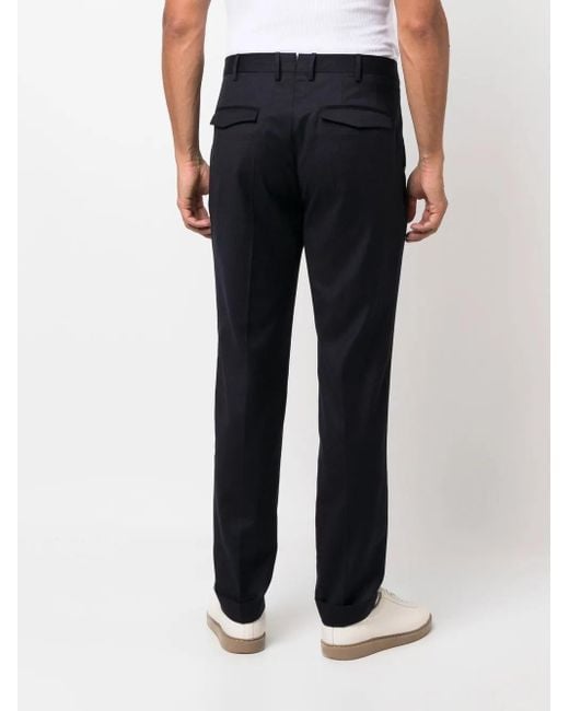 PT Torino Blue Low-Rise Tapered Tailored Trousers for men