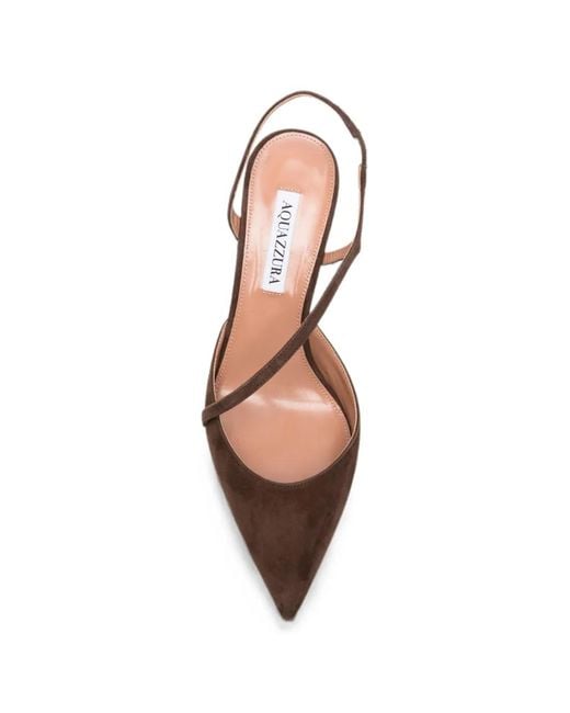 Aquazzura Brown Pointed-Toe Slingback Pumps