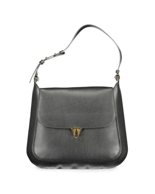 Coccinelle Gray Grainy Leather Shoulder Bag