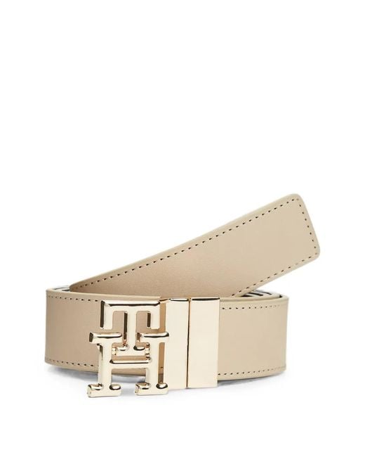 Tommy Hilfiger Natural Logo-Monogram Reversible Belt