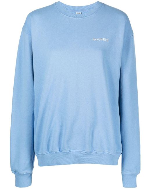 Sporty & Rich Cotton Drink More Water Crewneck in Blue | Lyst
