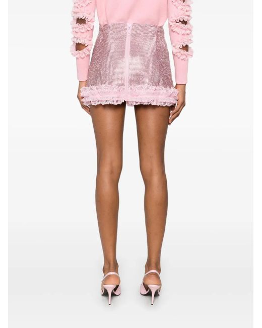 Self-Portrait Pink Crystal-Embellished Mini Skirt