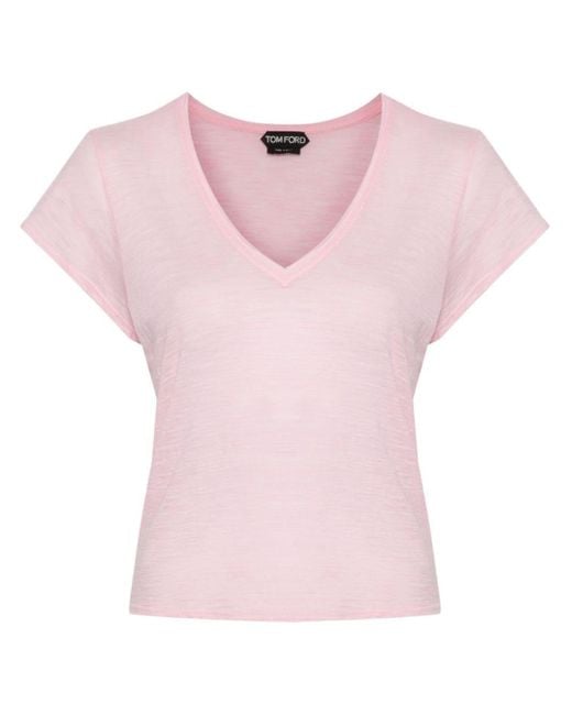 Tom Ford Pink Semi-sheer Slub T-shirt
