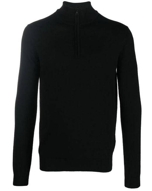 HUGO Black Roll-Neck Virgin Wool Jumper for men