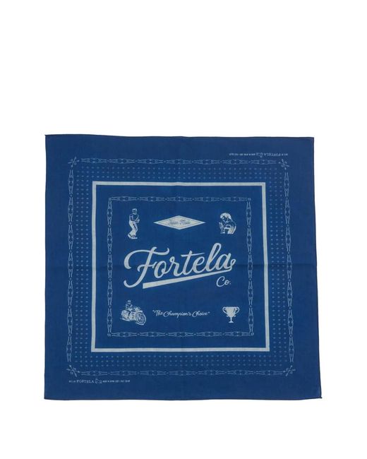 Fortela Blue Logo-Print Muslin Bandana for men