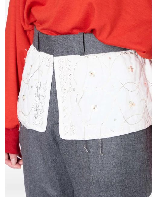 Kolor Gray Embroidered-Panel Trousers