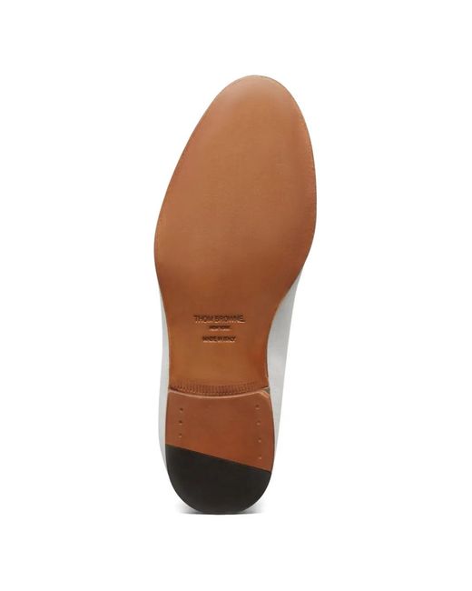 Thom Browne White Brogue-Detail Suede Loafers