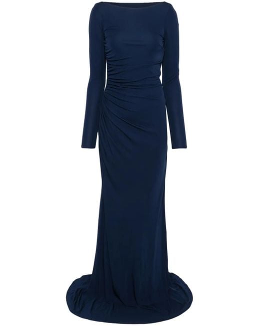 Elisabetta Franchi Blue Cowl-Neck Maxi Dress