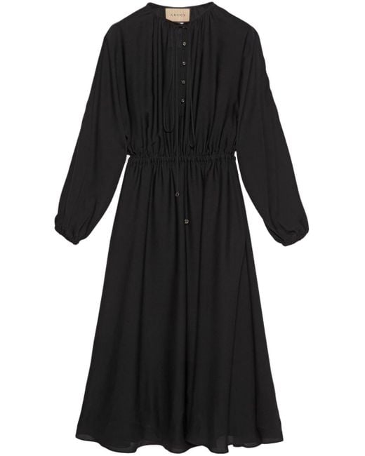 Gucci Black Georgette Silk Midi Dress