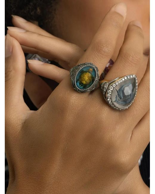 Sevan Bıçakçı Green Diamond Carved Turtle Ring
