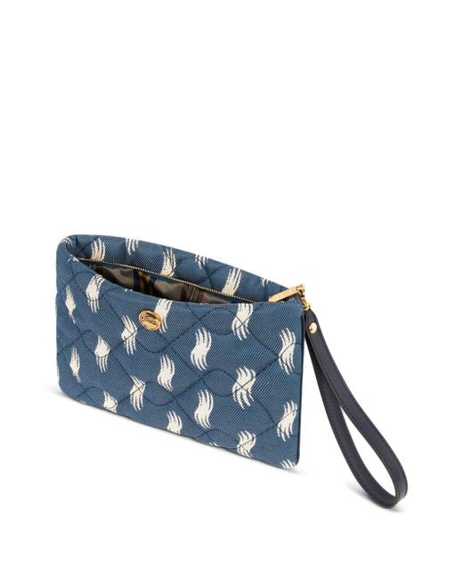Etro Blue Jacquard Quilted Pouch