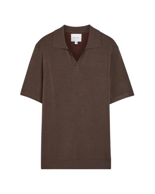 Raith Brown Fine-Knit Polo Shirt for men