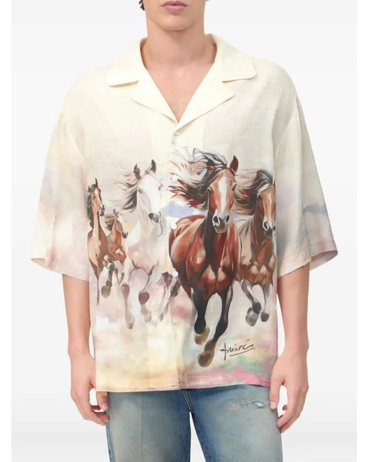 Amiri Natural Horse-Print Shirt for men