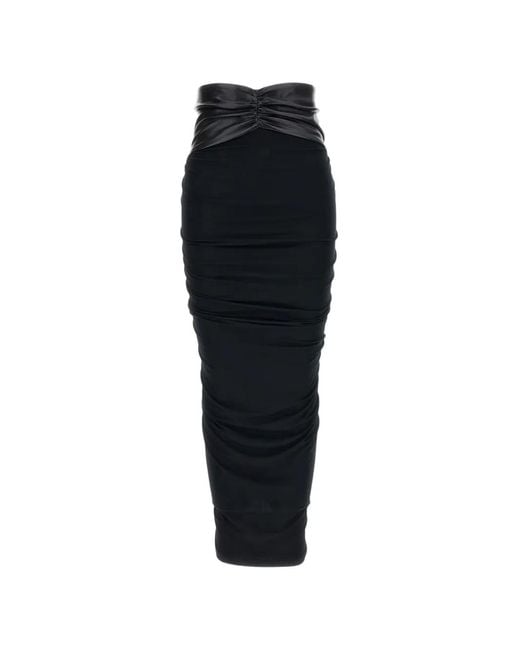 ANDAMANE Black Ursula Draped Midi Skirt